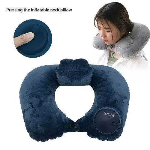 Auto Inflatable Travel Pillow,ROMIX U-shaped Neck  Pillows Foldable Hand Press