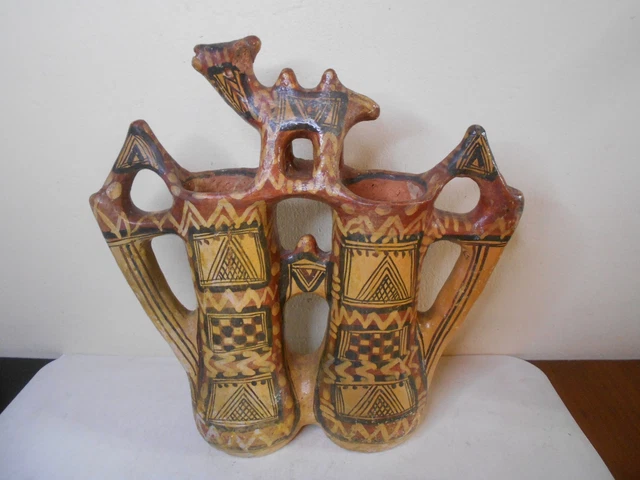 Panier En Terre Cuite Berbère (Kabyle) Début 20ème Siècle, Algérie - Pièce Authentique Avec Imperfections