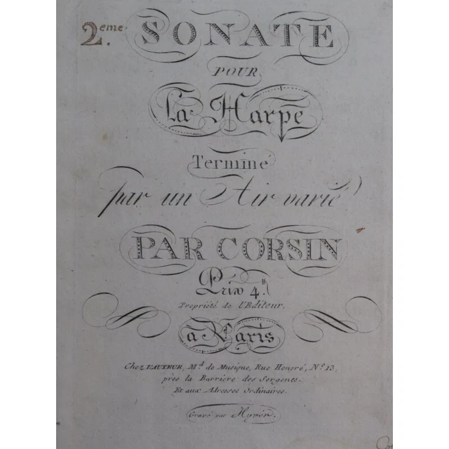 CORSIN Isidore Sonate No 2 Violon Harpe ca1800