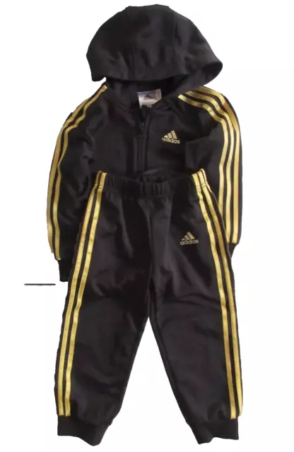 Baby boys black hooded jacket & pants-size: 18-24 months. ADIDAS.
