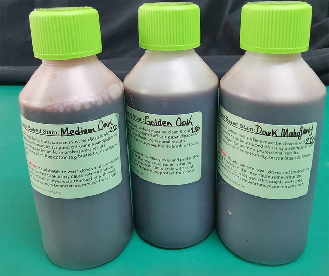 Mancha de madera a base de agua Morrell's roble mediano, roble dorado, caoba oscura 3 x 250 ml