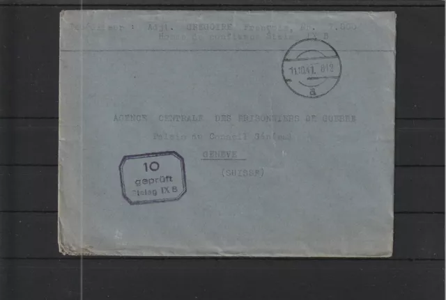 Kriegsgefangenenbrief Zensur Stalag IX B nach Genf/Schweiz, 1941 #1100255