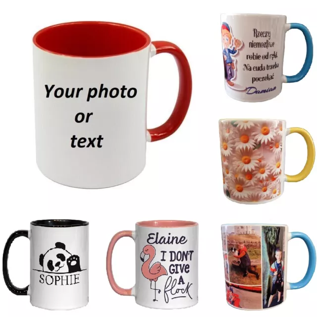 Personalised Mug Photo Text FREE Custom Collage Picture Image Birthday Day Gift