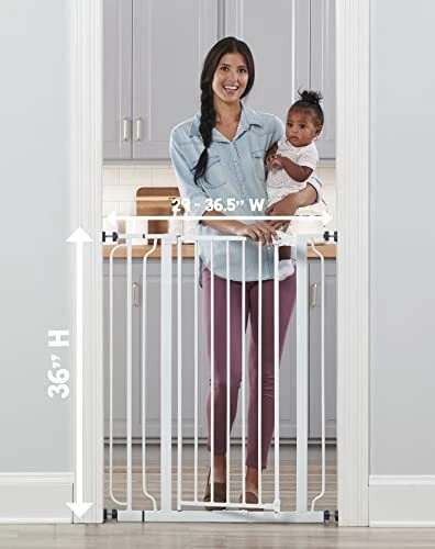 Easy Step 36" Extra Tall Walk Thru Baby Gate, Includes 4-Inch Extension Kit,