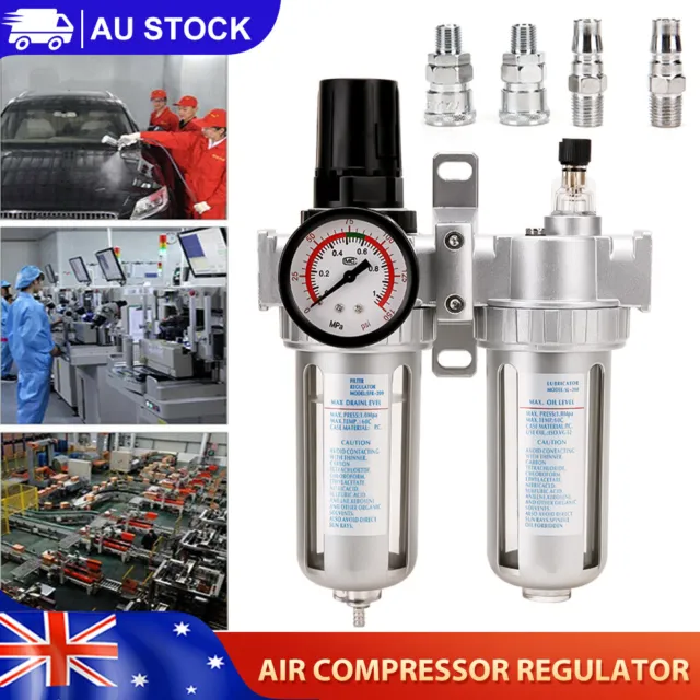 Air Compressor Regulator Moisture Oil Water Trap Lubricator Mount Fitting Filter