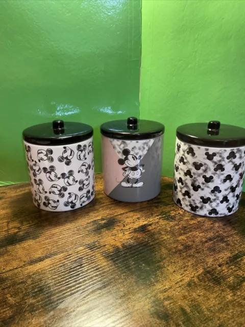 Disney Mickey Mouse X3 Canister Tea Coffee Jar Kitchen Food Storage Jars