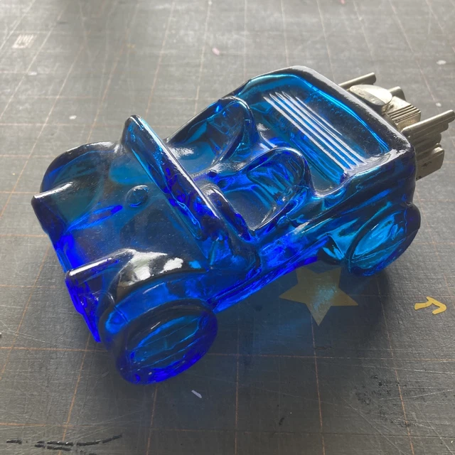 Vintage Avon Sports Rally Dune Buggy Bracing Lotion Blue Glass Decanter 5 Fl Oz