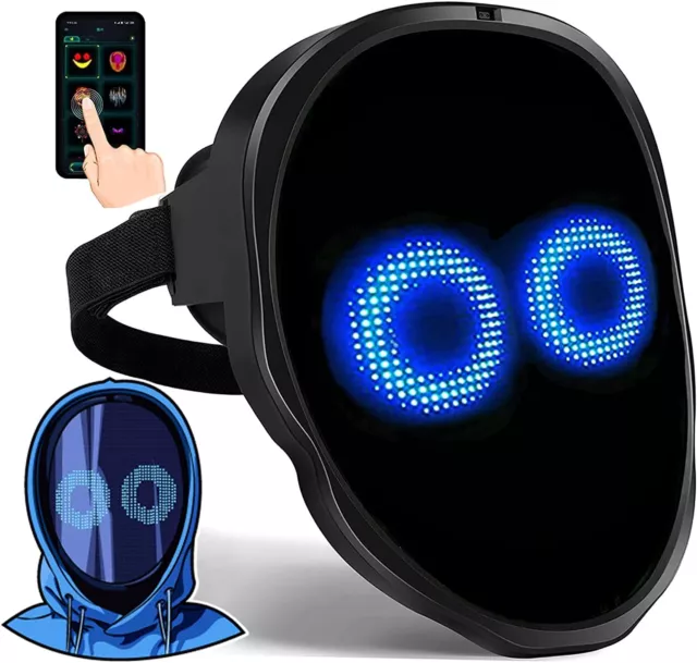 LED Face Mask App Controlled - Programmable Digital Luminous Mask for DJ Cosplay