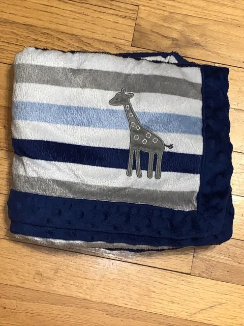 Difícil de encontrar manta para bebé jirafa a rayas azules Child of Mine minky/sherpa