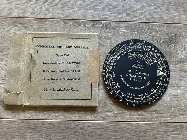 VINTAGE WWII US Army Air Forces USAF Time Distance Computer Type D-4 ...