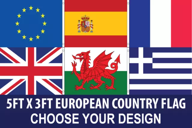 EUROVISION 27 Euro Country Flag 5ft X 3ft Choice of Country.  FREE UK Delivery!