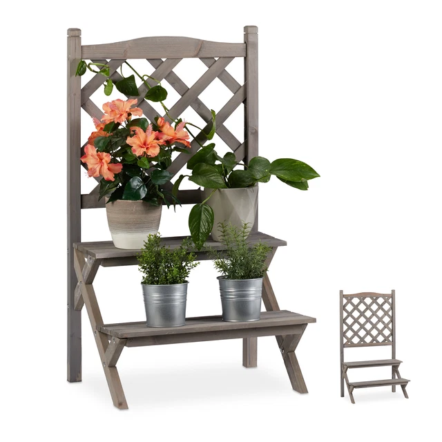 Etagère à Fleurs en Métal à 3 Niveaux Support Pots de Fleurs avec