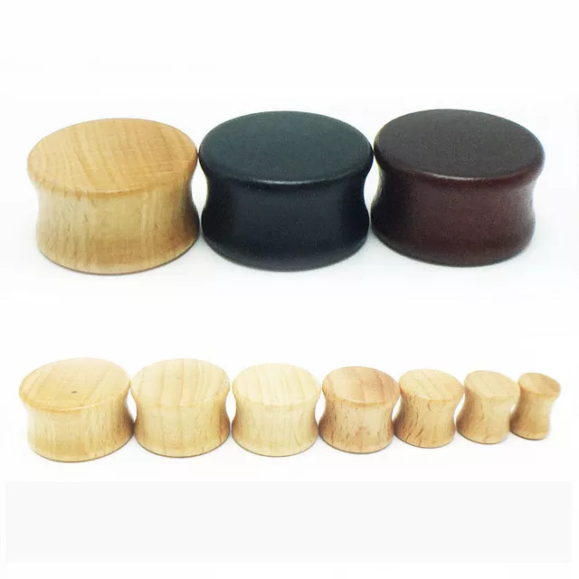 1 x 8mm-30mm Solid Wooden Double Flared Tunnel Ear Plug Stretcher Earring Gauges