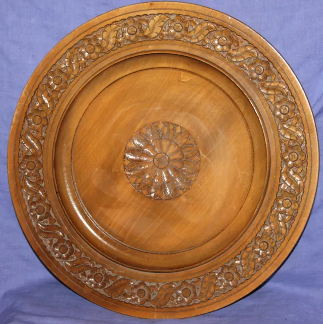 Vintage hand carved floral wall hanging plate