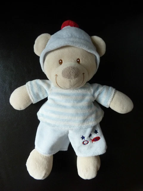 Peluche ours beige Pyjama rouge SANS bonnet 35 cm PERFECTEL Damart