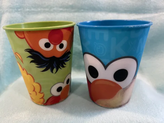 2x Sesame Street 3D Cups ( 2013 ) Elmo, Burt & Ernie, Big Bird