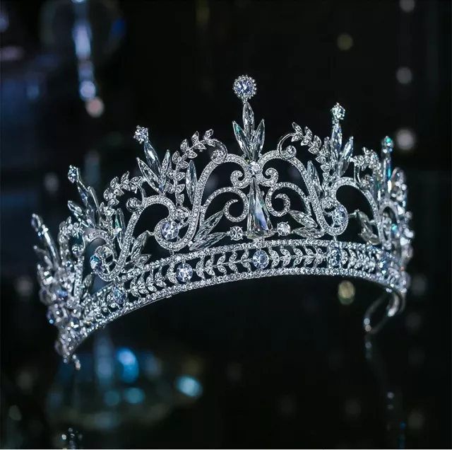 7.2cm Tall Large Full Crystal Tiara Crown Wedding Bridal Queen Princess Prom