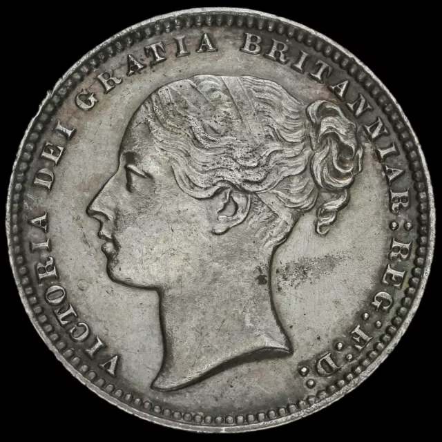 1877 Queen Victoria Young Head Silver Shilling, EF