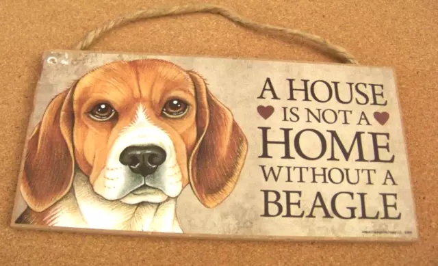 A House is Not A Home without a Beagle wood sign rope hanger 10" x 5"