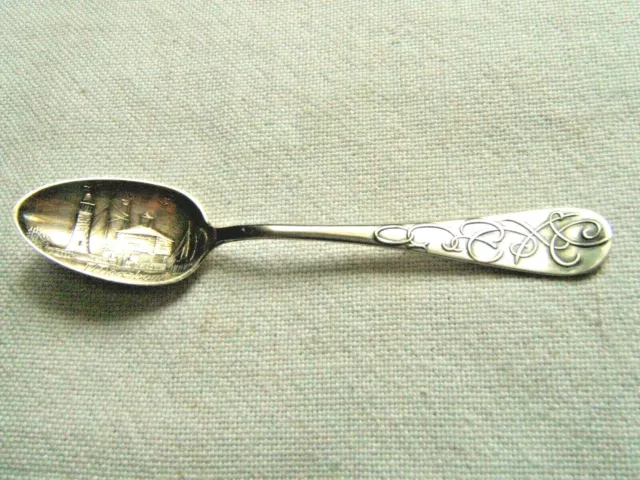 Sterling Silver Souvenir Spoon Chicago Ft Dearborn In Bowl