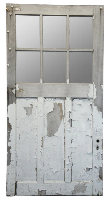 Antique Oak 6 Pane Barn Door Farmhouse Rustic Reclaimed Salvage 48" x 94