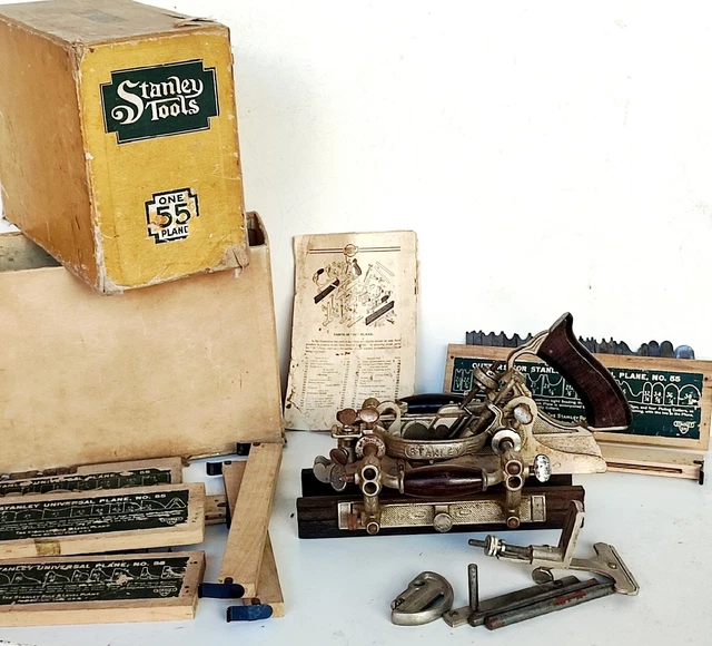 Ancien Rabot à Bois STANLEY 55 – Outil Vintage – Acier Et Bois