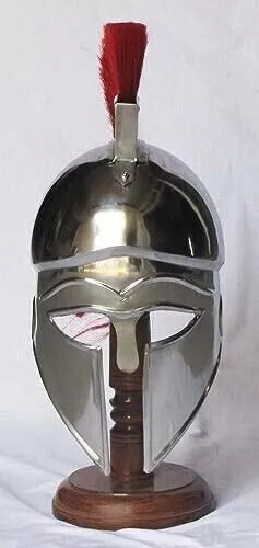 Medieval Greek Corinthian Armor Helmet with Red Plume Knight Spartan Helmet Gift