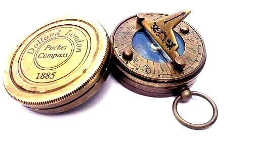 Brass Sundial Compass Vintage Dollond London Nautical Antique compasses solid