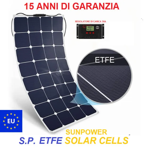 Kit Pannello solare flessibile Sunpower 140W per camper barca casa 1050x540mm