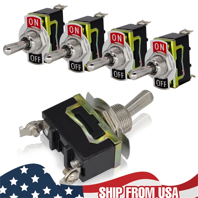 Heavy Duty 25Amp Chrome Toggle Switch SPST On/Off - 12V For Race Cars, Rally, Marine, DIY