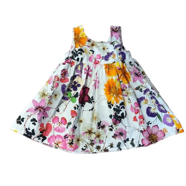 MAGIL Abito neonata bambina cotone fiori fiocco retro MADE ITALY 18 24 36 mesi