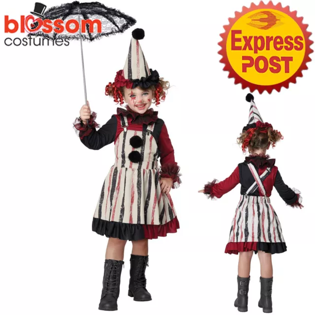 CK2243 Clever Lil Clown Girls Toddler Harlequin Halloween Costume Twisted Jester