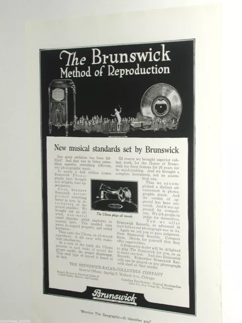 1920 Brunswick Phonograph advertisement, record player, Ultona