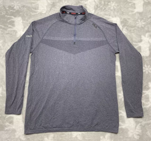 FILA Quarter Zip Go The Distance Long Sleeve Pullover Gray Running Men’s Large