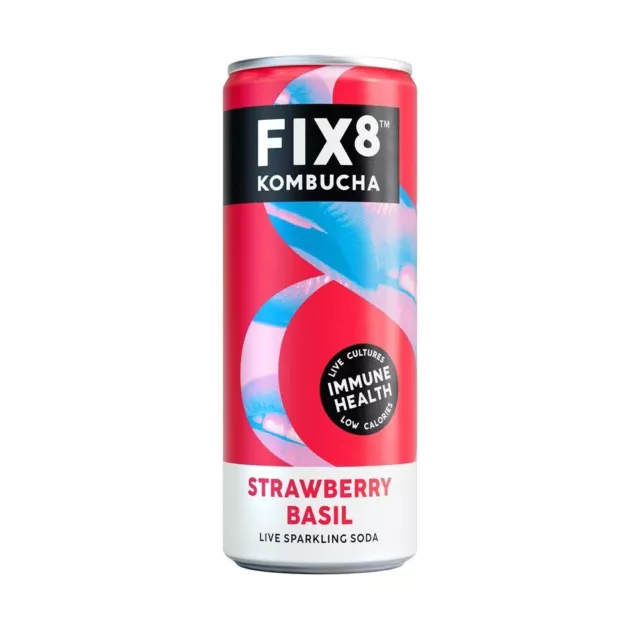 Fix8 Fix8 Erdbeerbasilikum Kombucha mit Zusatz von Vitamin C und Live Culture Packung 2