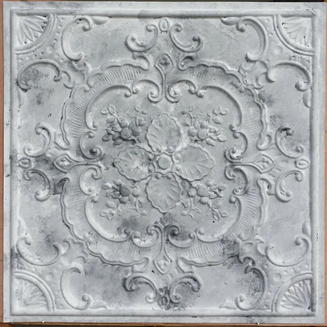 Distressed ceiling tiles Faux tin white gray decor wall panel PL19 10pcs/lot