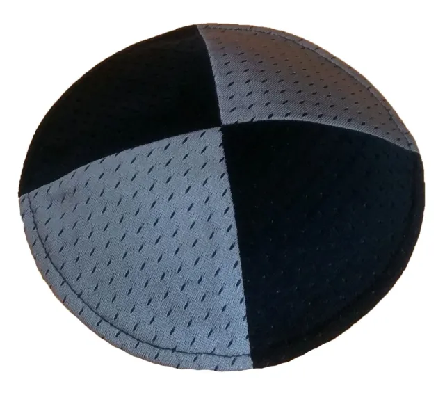 Black Gray Sports Mesh Kippah.  Yarmulkah Yamaka Skull cap, kipa, kippah 15cm