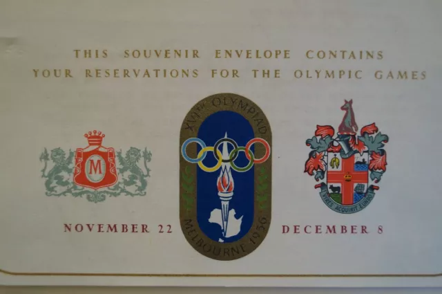 Olympic Games Collectable 1956 Melbourne Vintage Myer Emporium Ticket Envelope 2