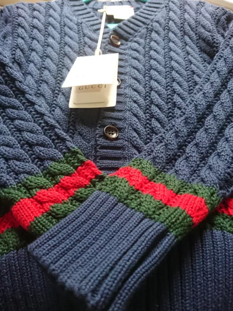 Kids Gucci Cable Knit Cardigan Blue 5 Years.