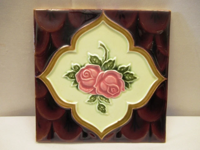 Antique Tile Art Nouveau Majolica Porcelain England H&R Johnson Ltd Collecti 505