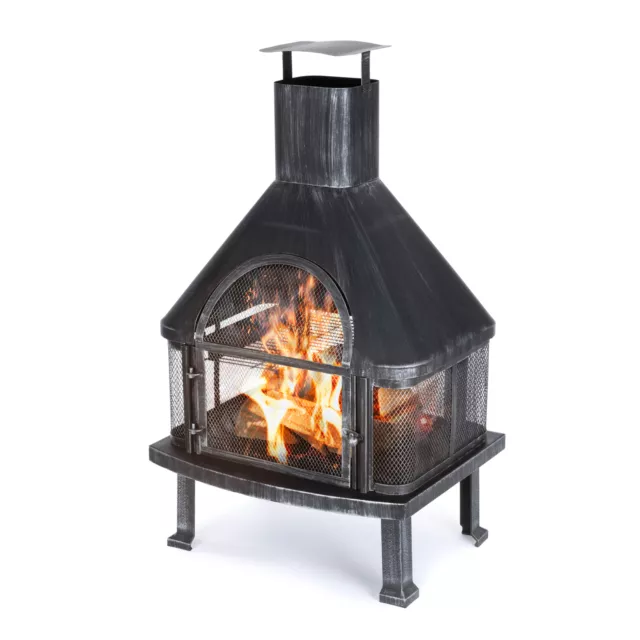 Cast Iron Garden Chimenea Wood Burning Patio Heater Log Fire Pit Black Chiminea