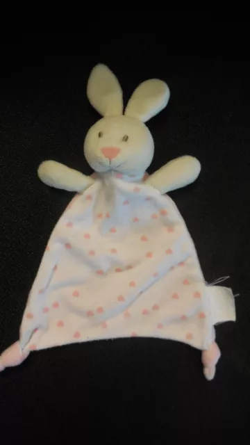 doudou plat lapin blanc rose étoile MES PETITS CAILLOUX