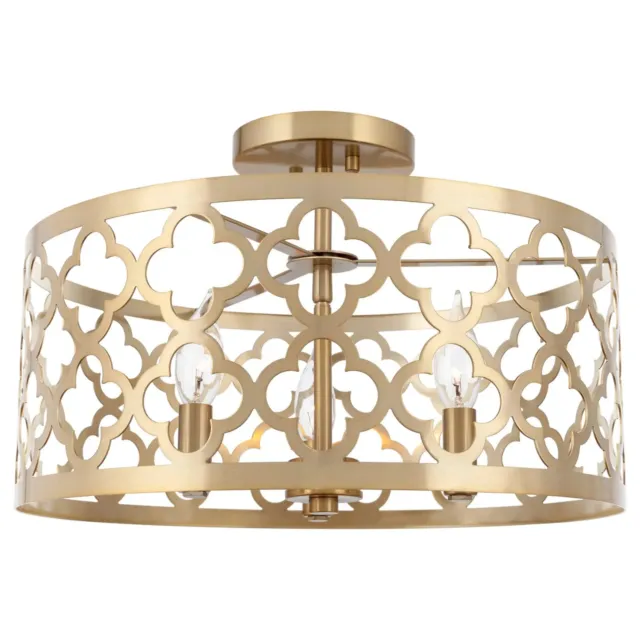 Kira Home Sutton 16" 3-Light Modern Semi-Flush Mount Ceiling Light, Metal Drum S