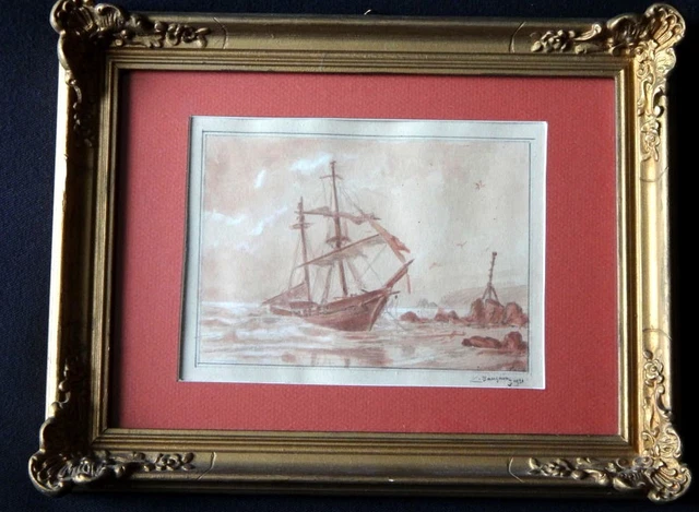 Aquarelle marine, signée Caussin Duchaylat Antiquités