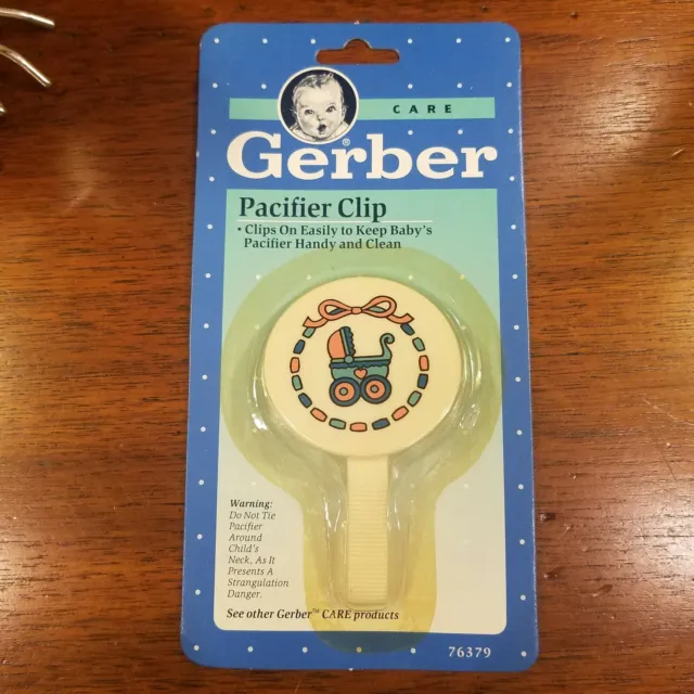 Vintage Gerber Care Pacifier Clip 1991 Factory Sealed Free Shipping NOS Buggy