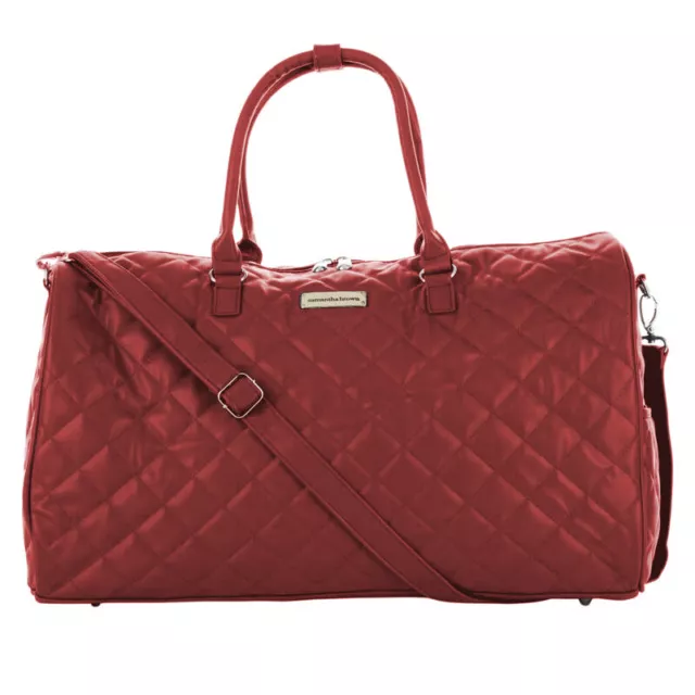 Samantha Brown 21 Inch Quilted Satchel, Burgundy