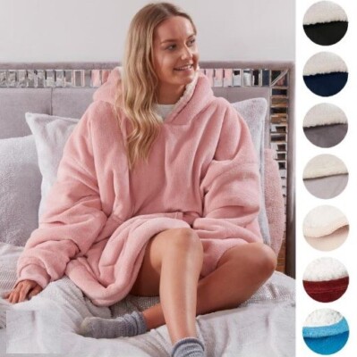 Couverture Géante à Capuche Sienna, Sherpa Ultra Pelucheuse, Lavable, 172x91 Cm (multicolore)