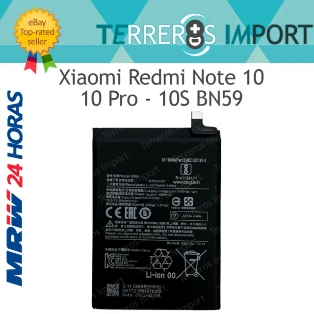 Bateria Interna Xiaomi Redmi Note 10 Note 10S BN59 Premium Original