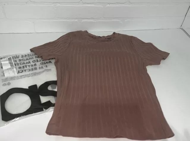 NEW Cute Basic Must Have ASOS DESIGN Tall slim fit t-shirt in rib in brown Sz 8
