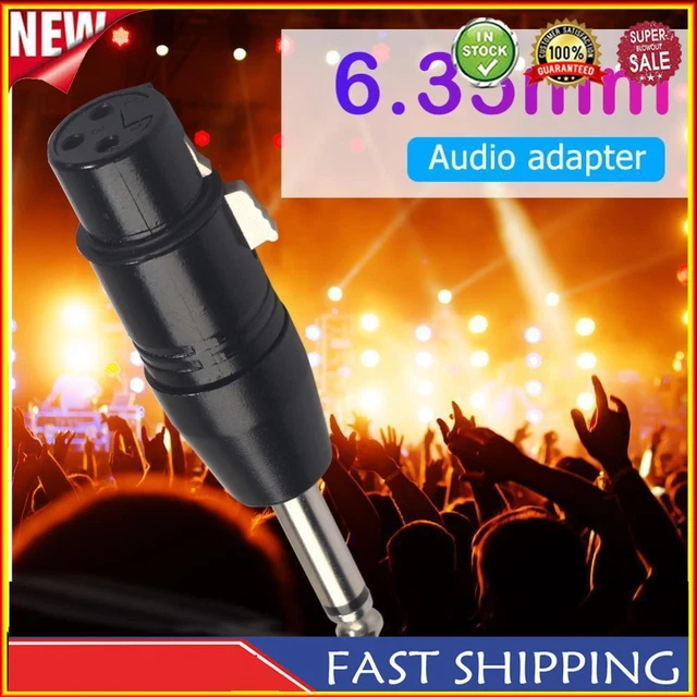 3Pin XLR Female to 1/4 inch 6.35mm Male Plug Mono Microphone Adapter Connector